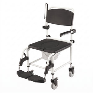 Attendant Shower Commode Chair – Adjustable Height with Polyurethane Seat