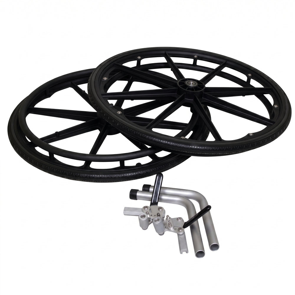 Wheel Kit for Shower Commode Chair – Converts Attendant to Self-Propelled