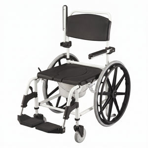 Self Propelled Toileting Shower Chair – PU Seat with Flip-Up Arms