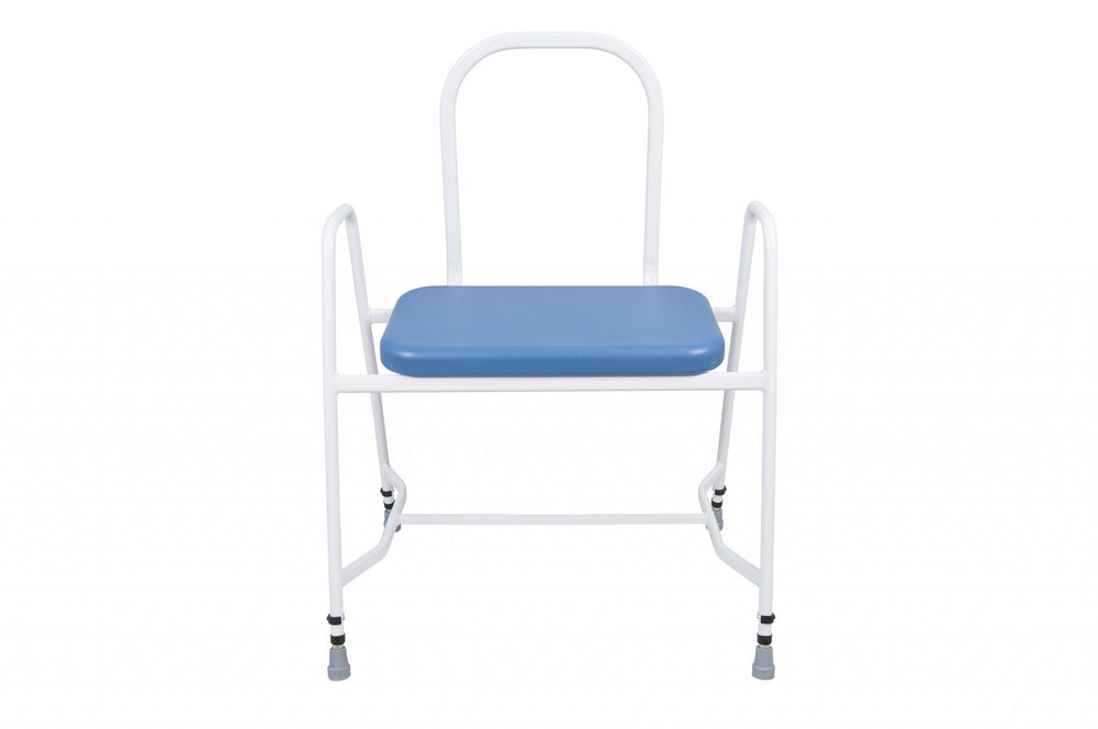Bariatric PU Perching Stool with Steel Arms and Back – Height Adjustable
