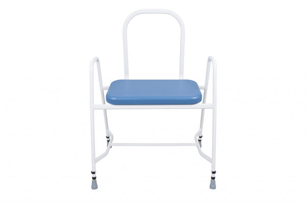 Bariatric PU Perching Stool with Steel Arms and Back – Height Adjustable