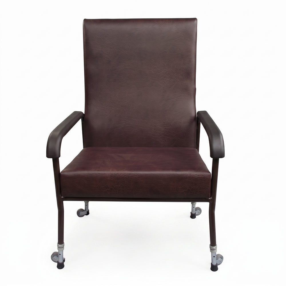 Bariatric High Back Chair Brown – Adjustable Height with Lumbar Support