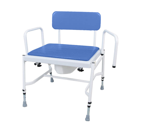 Bariatric Adjustable Height Commode with Detachable Arms – Reinforced Steel Frame
